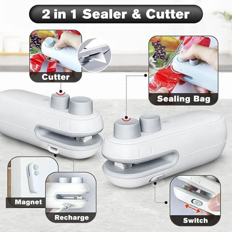 2-in-1 Rechargeable Mini Bag Sealer and Cutter