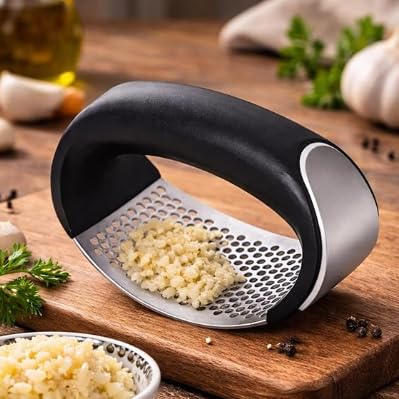 Rocker-style garlic press