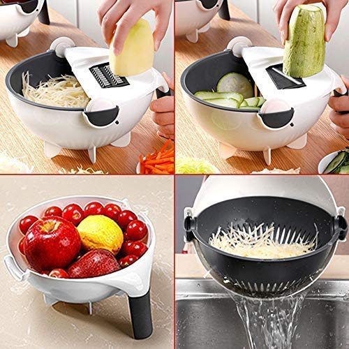 9-in-1 Multifunctional Vegetable Chopper &amp; Magic Rotate Colander