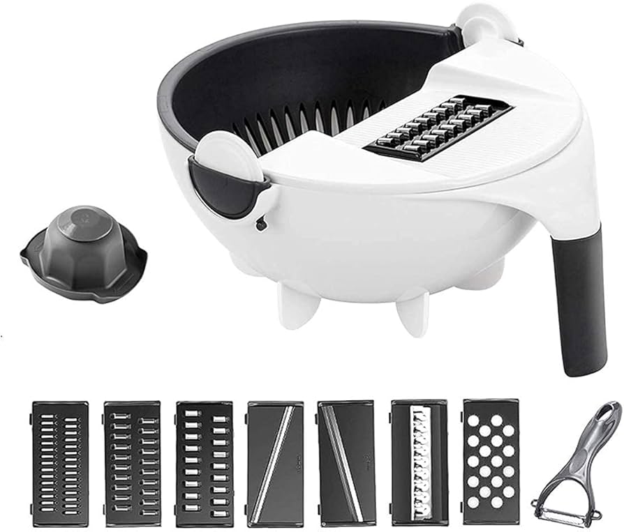 9-in-1 Multifunctional Vegetable Chopper &amp; Magic Rotate Colander