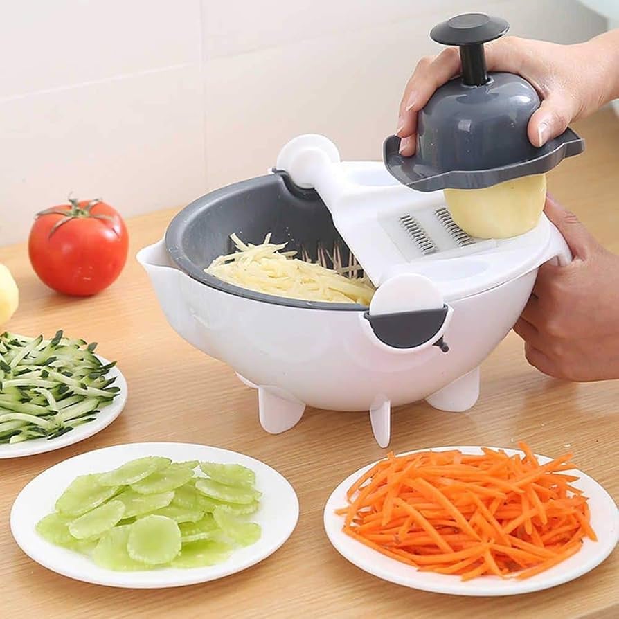 9-in-1 Multifunctional Vegetable Chopper &amp; Magic Rotate Colander