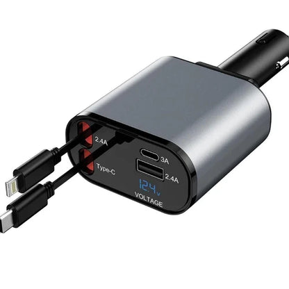 4-in-1 Retractable Car Charger